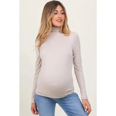 Target Pinkblush Cream Brushed Knit Basic Turtleneck Maternity Top XL