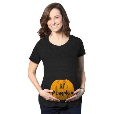 Target Maternity Lil Pumpkin Pregnancy Fall Baby Halloween Cute T-Shirt - Crazy Dog Maternity T Shirt For Halloween Season Black L