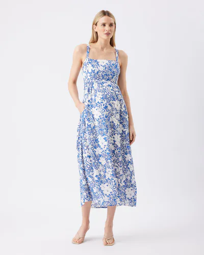 Ripe Maternity Nahla Longline Dress Royal / White