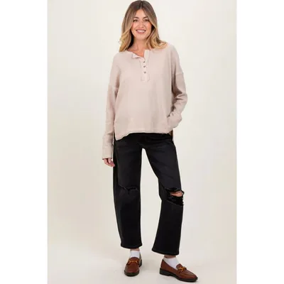 Target Pinkblush Black Distressed Open Knee Cropped Maternity Barrel Jeans 30