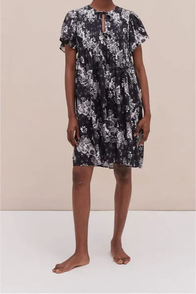 For The Creators Pleated Dress - Flowers Of Time Black