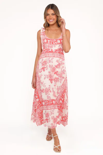 Petal & Pup Valara Tie Shoulder Maxi Dress - Rose Tile