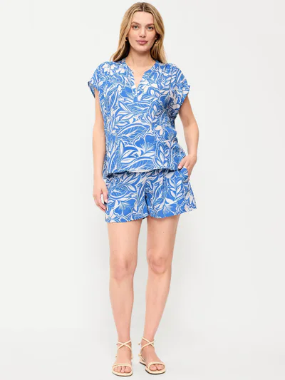 Old Navy Maternity Foldover-Waist Relaxed Pull-On Crinkle Gauze Shorts