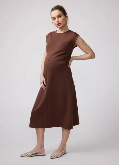 Ingrid & Isabel Sleeveless Ruched A-Line Knit Maternity Dress