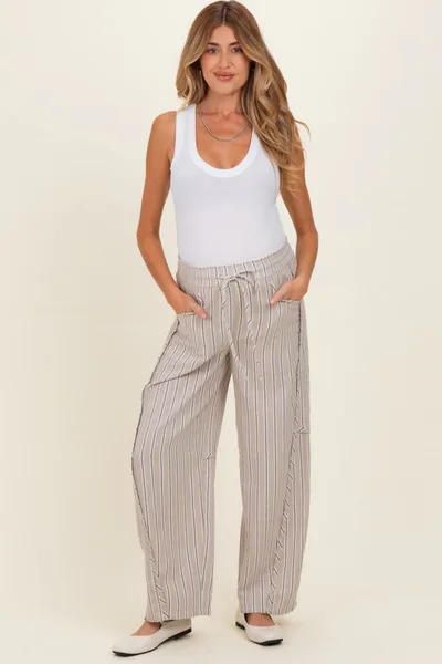 PinkBlush Coconut Washed Striped Maternity Pants