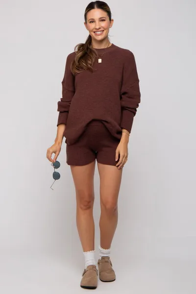 PinkBlush Brown Sweater and Short Maternity Set