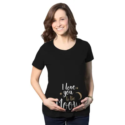 Target Maternity I Love You to The Moon Cute Maternity Shirts Announce Pregnancy Shirt Fun - Crazy Dog Maternity T Shirt For Astronauts Black S