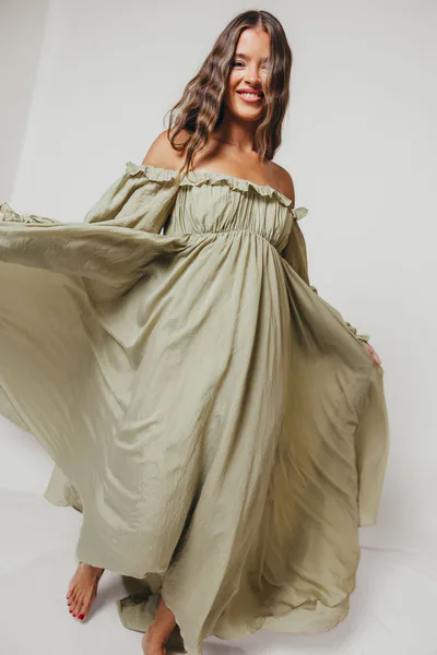 Worth Collective Elowen Maxi Dress in Dusty Thyme - Bump Friendly *10/15 PRE-ORDER*