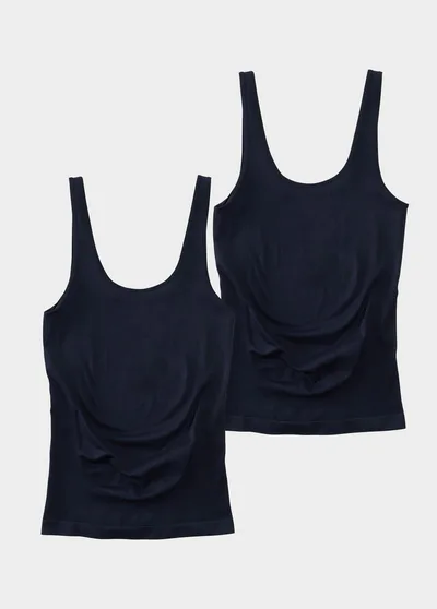 Ingrid & Isabel Seamless Belly Support Maternity Tank Top 2-Pack Black