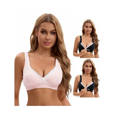 Kohl's 3 Packs Women's Lace Crossover Wirefree Sleep Breastfeeding Soft Cup Nursing Bras