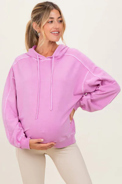 PinkBlush Pink French Terry Hooded Maternity Sweatshirt