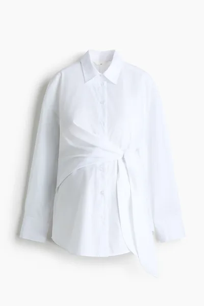 H&M MAMA Tie-Detail Cotton Shirt