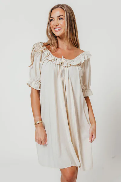 Worth Collective Betty Mini Dress in Linen Blend - Bump Friendly