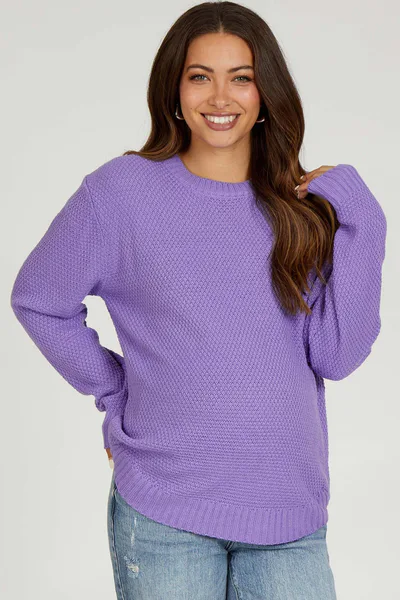 PinkBlush Lavender Knit Pullover Maternity Sweater