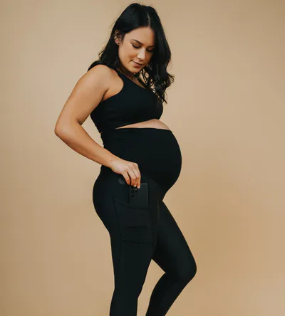 Cadenshae Maternity Leggings with Pockets - Classic Full Length Black