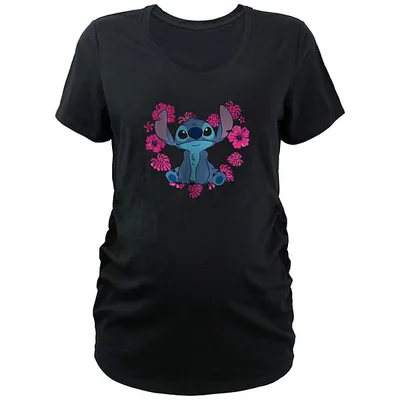Kohl's Disney's Lilo & Stitch Flower Heart Stitch Maternity V-Neck Graphic Tee