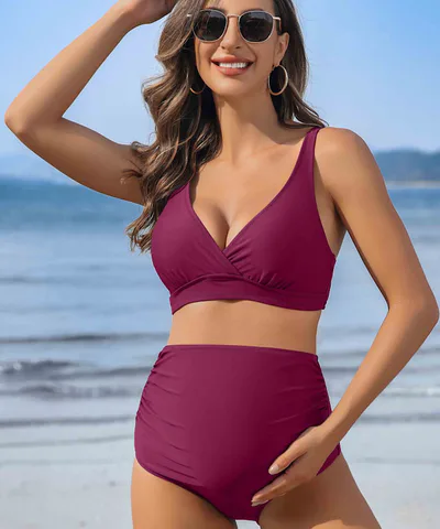 Bump City The Karly Maternity + Nursing Bikini Set (Fuscia)