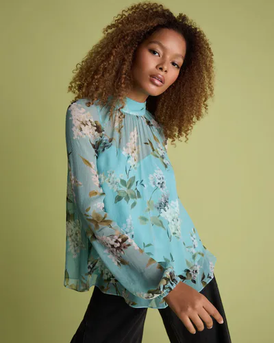 For The Creators Blue Printed Blouse