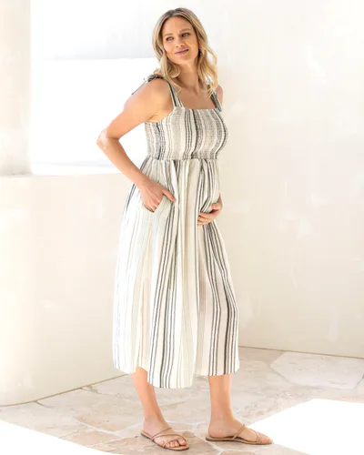 Angel Maternity Liliana Maternity Midi Dress with Shoulder Tie