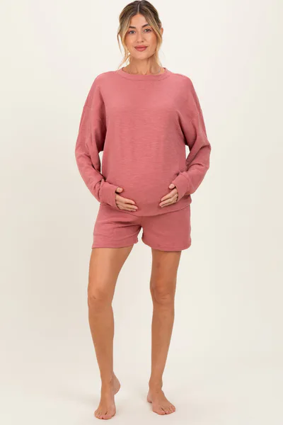 PinkBlush Rose Maternity Pullover & Shorts Set