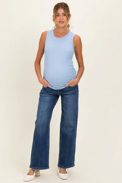 PinkBlush Navy Dark Wash Straight Leg Maternity jeans