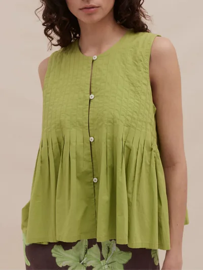 For The Creators Pleated Cami Top - Lime Linen