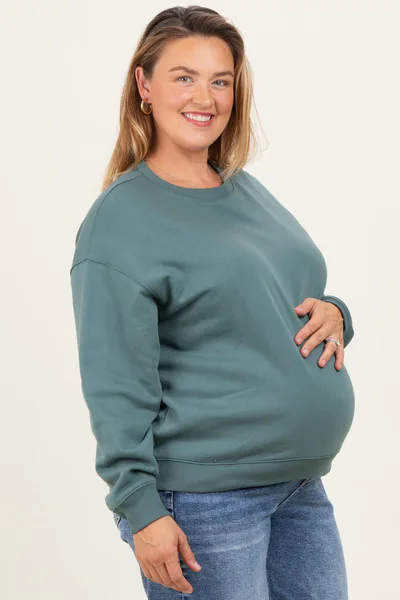 PinkBlush Jade Basic Fleece Crewneck Maternity Sweatshirt