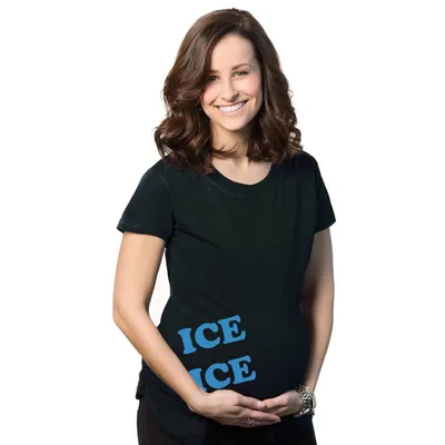 Target Maternity Ice Ice Pregnant Tee Novelty Baby Bump Pregnancy Announcement T shirt - Crazy Dog Maternity T Shirt For Music Lovers Black L