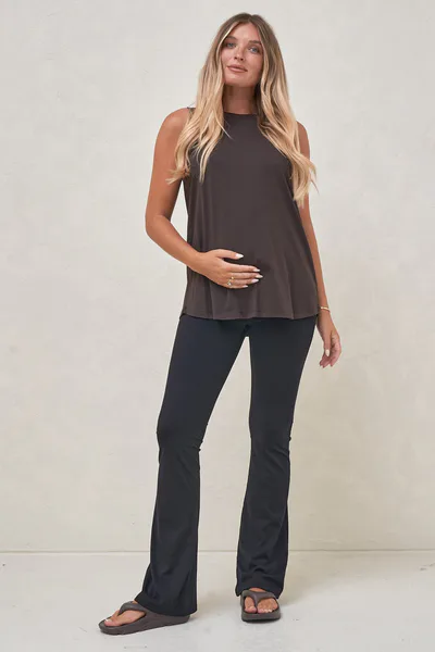 Bae the Label Into It Curved Hem Tank - Espresso