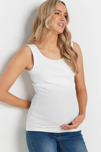 Yours Clothing LTS Tall Maternity White Popper Fastening Nursing Vest