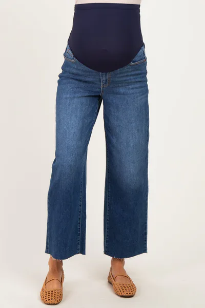 PinkBlush Dark Crop Wide Leg Maternity Jeans