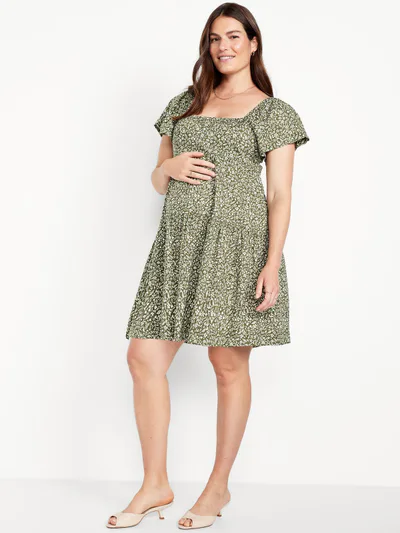 Old Navy Maternity Square-Neck Crinkle Gauze Mini Dress