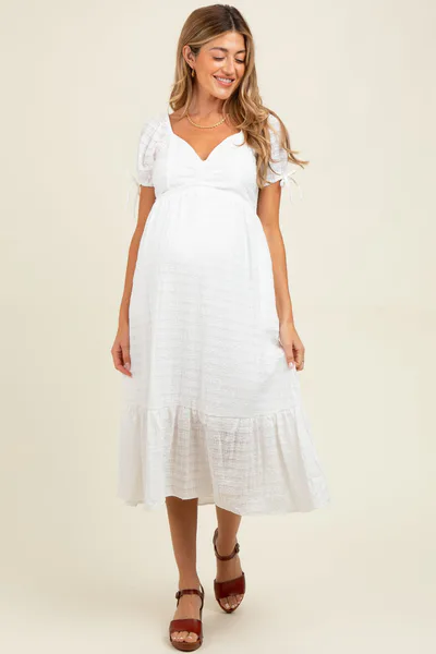 PinkBlush Ivory Solid Sweet Heart Maternity Dress