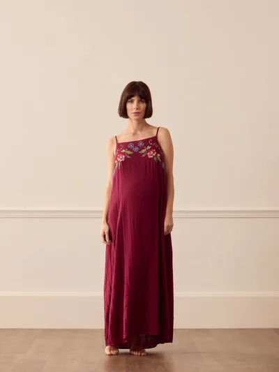 For The Creators Square Dress - Dorothea Cross Stitch Burgundy