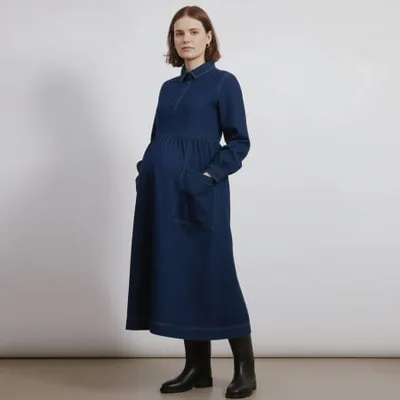 For The Creators Denim Placket Midi Dress