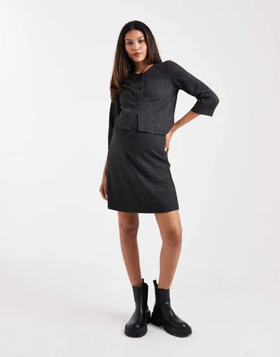 ASOS Mamalicious Maternity knit mini skirt in gray plaid print - part of a set