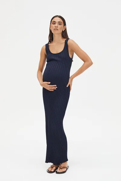 Legoe Heritage Scoop Neck Luxe Dress (Navy) - FINAL SALE