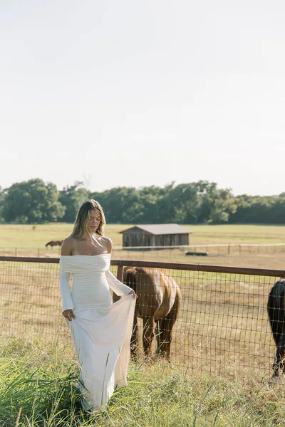 Worth Collective Lennox Long Sleeve Maxi Dress in Ivory - Bump Friendly