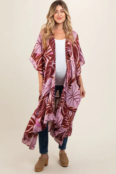 PinkBlush Lavender Tropical Print Long Maternity Cover Up