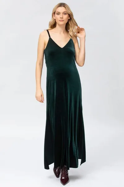 For The Creators Auriga Green Maxi Maternity Dress with Side Slit