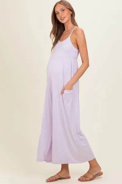 PinkBlush Petal Lilac Sleeveless Wide Leg Maternity Jumpsuit