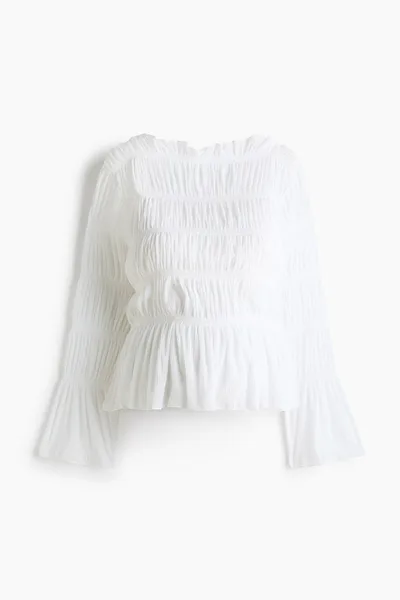 H&M MAMA Boat-Neck Smocked Top