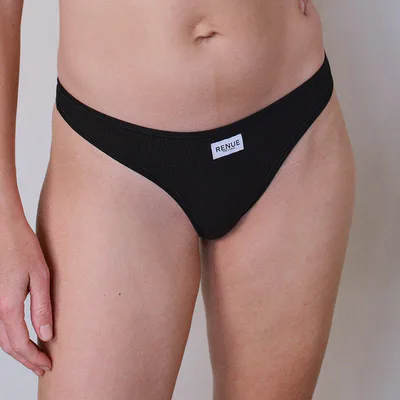 For The Creators Tencel Ribbed Thong in Black