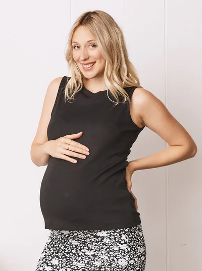Angel Maternity Maternity plain Black Tank