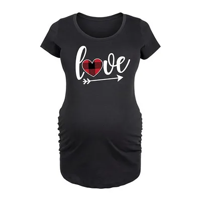 Kohl's Maternity Love Black Red Plaid Heart Graphic Tee