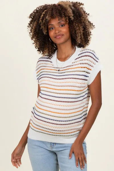 PinkBlush Navy Multicolor Striped Maternity Sweater Top
