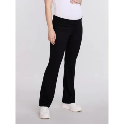 Target Women's Fold-Over Waistband Flare Legging - Black - Size: Medium - Motherhood Maternity