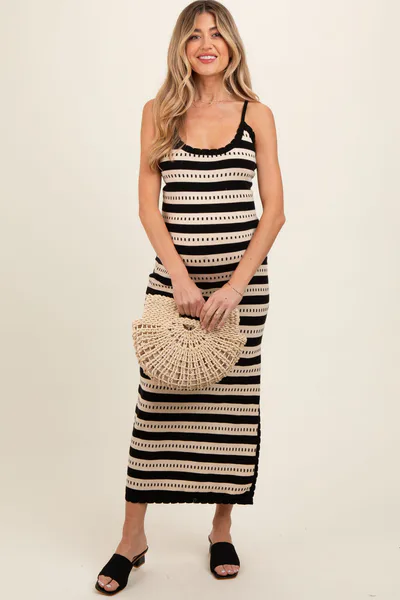 PinkBlush Beige Patterned Sleeveless Maternity Maxi Dress