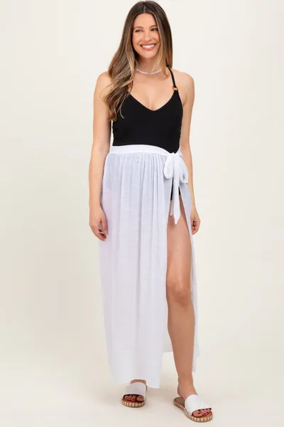 PinkBlush White Loose Beach Cover Up Maternity Skirt