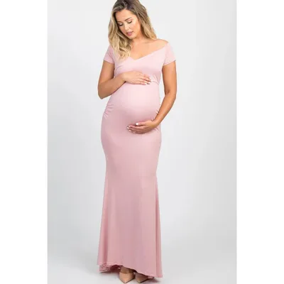 Target Pinkblush PinkBlush Pink Off Shoulder Wrap Maternity Photoshoot Gown/Dress Medium